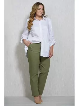 Брючные костюмы 6516 олива+белый