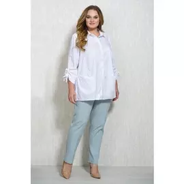 Брючные костюмы 6516 св.голубой+белый