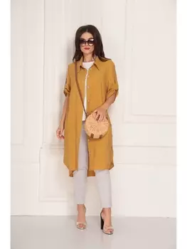 Брючные костюмы 713 горчица+молочный