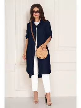 Брючные костюмы М-713 темно-синий с белым