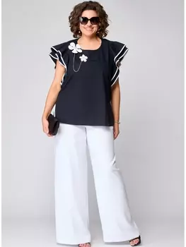 Брючные костюмы 7182 черно-белый