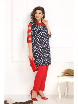 Брючные костюмы 794 синий с красным