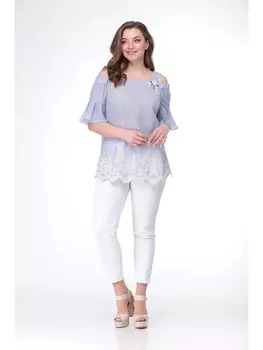 Брючные костюмы 913-голубой