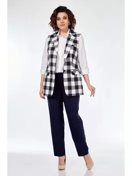 Брючные костюмы 950/9 темно-синий с молочным