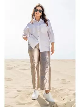 Брючные костюмы 957 белый/серебро-антик