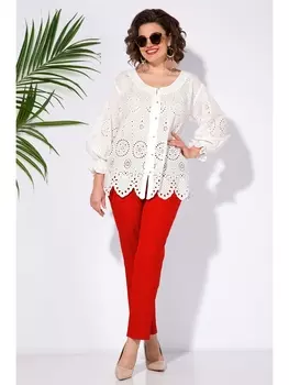 Брючные костюмы М1298БрЛ белый+красный