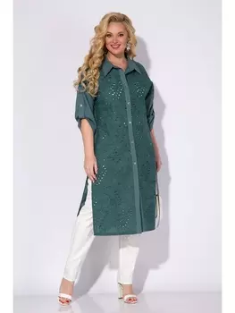 Брючные костюмы М1306БРл серо-зеленый+светлый