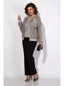 Брючные костюмы М1363БрПн стальной+черный