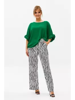 Брючные костюмы М-180 зеленый+зебра