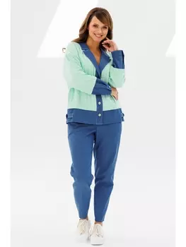 Брючные костюмы М-185 мята+синий