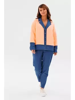 Брючные костюмы М-185 оранж+синий