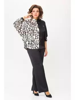 Брючные костюмы М-747/968 черный с бежевым