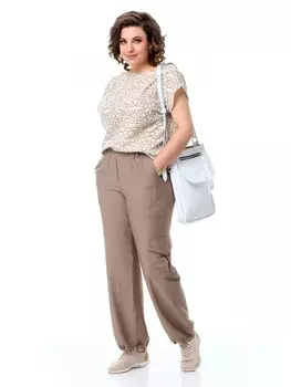 Брючные костюмы M-7510А леопард, какао