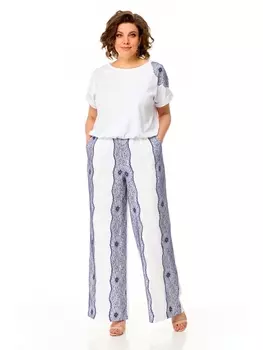 Брючные костюмы M-7525 белый с синим