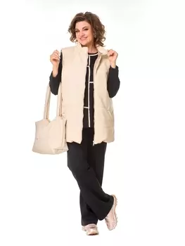 Брючные костюмы M-7573 бежевый песочный, черный