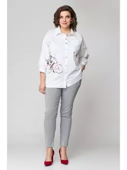 Брючные костюмы М-931б белый+серый