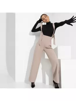 Брюки К вершинам бизнеса (нюд, с лямками)