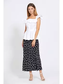 Юбка 1864 темно-синий в белый горох