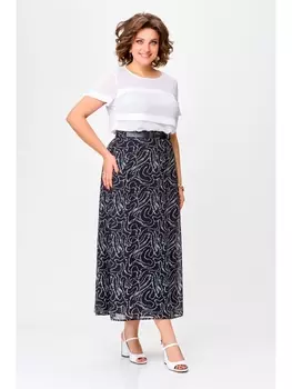 Юбка 753.1 черный в белый принт