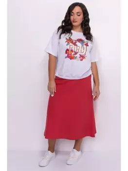 Юбка Алая льняная юбка косого кроя арт.3304