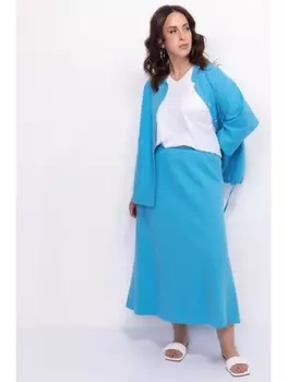 Юбка Голубая льняная юбка косого кроя арт.3304