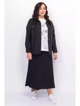 Юбка Льняная черная юбка косого кроя 3304