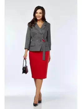 Юбочные костюмы 1146/1 чёрная гусьлапка+красный