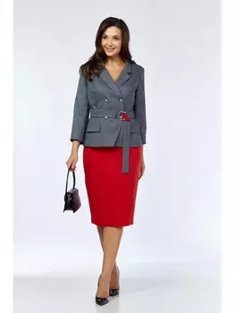 Юбочные костюмы 1146/1 серый с красным