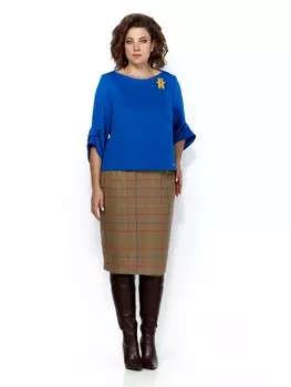 Юбочные костюмы 1168 васильковый/клетка