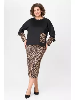 Юбочные костюмы 1195 леопард+черный