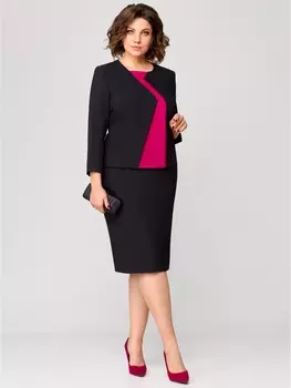 Юбочные костюмы 1206 черный-фуксия