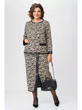 Юбочные костюмы 1394 бежевый, принт