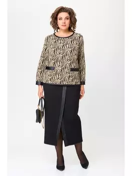 Юбочные костюмы 1394 черный, зебра