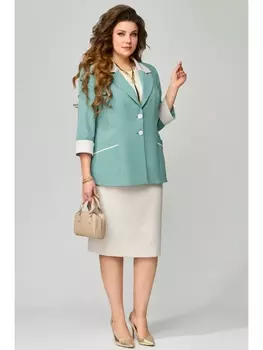 Юбочные костюмы 1471 бежево-мятный