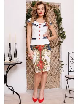 Юбочные костюмы 2022 синий+красный