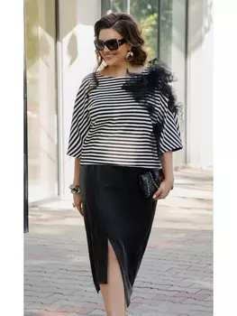 Юбочные костюмы 21973 черно-белый+черный