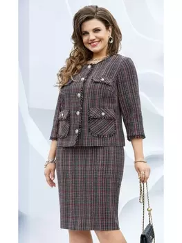 Юбочные костюмы 22383 дизайн клетка меланж