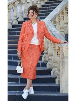 Юбочные костюмы 22593 меланж оранжевый
