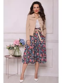 Юбочные костюмы 2400 беж_голубой_красный