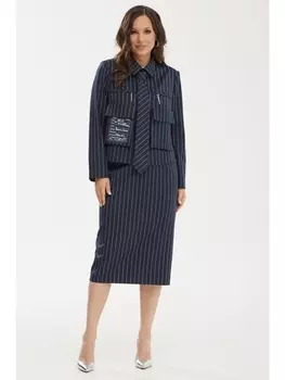Юбочные костюмы 2472 темно-синий полоска