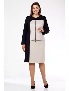 Юбочные костюмы 2737 черный с бежевым