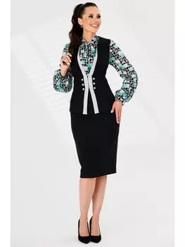 Юбочные костюмы 2802 черный_принт