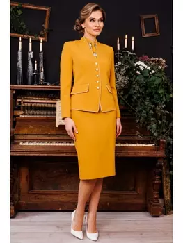 Юбочные костюмы 2808-1 горчица_цветы