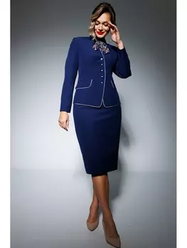 Юбочные костюмы 2808-1 синий_беж