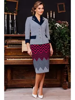 Юбочные костюмы 2845 полоска_красный