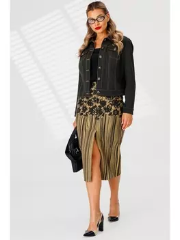 Юбочные костюмы 2847-1 коричневый полоска