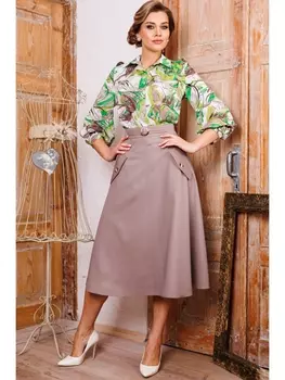 Юбочные костюмы 2849 салат_беж
