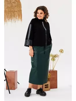 Юбочные костюмы 2-2724 чёрный/зелёный