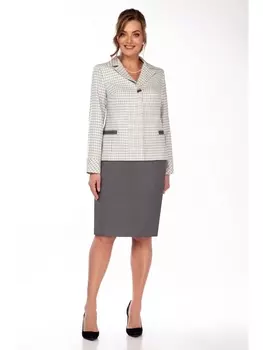 Юбочные костюмы 3856 белый+серый