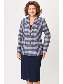 Юбочные костюмы 412+597 бело-синяя клетка+синий однотон